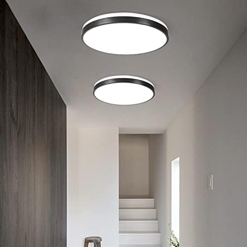 Horevo 24W Bluetooth Ceiling Light with Speaker 12inch, Music LED Ceiling Light with Black Bezel and Remote Control, Dimmable RGB Colour Changing for Kids Room Bathroom (Black)