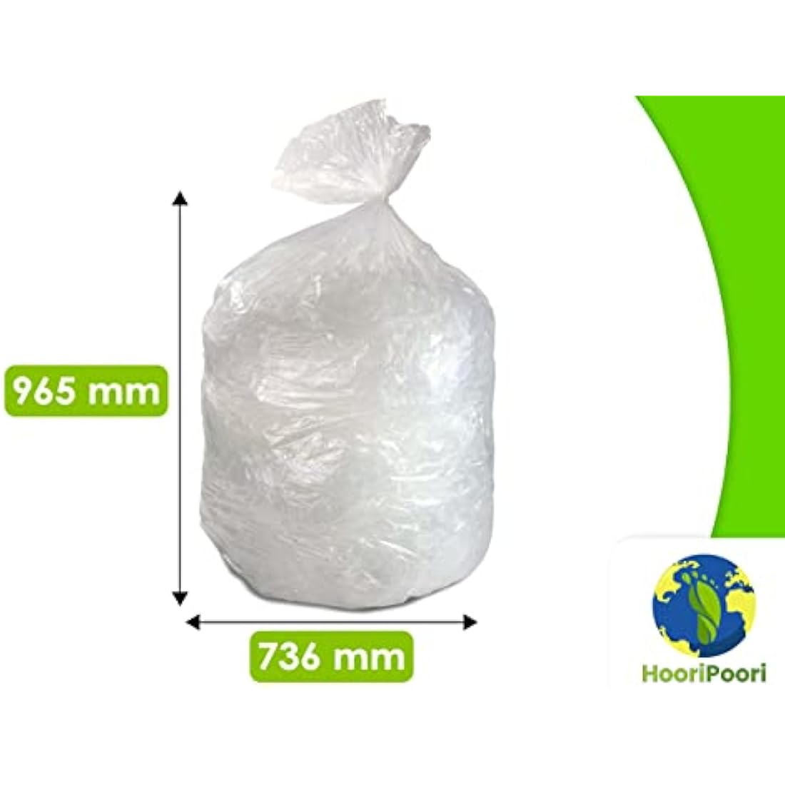 HooriPoori 100L 40 extra large Strong Clear Recycling Bags, 35 μm Strong Leak Tear Resistant, Transparent Bin Liners, See through heavy duty bin bag, Refuse Sacks 100% Recycled Material & Eco Friendly