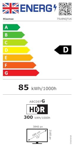 Hisense 55 Inch 4K Mini-LED TV 55U6NQTUK - Quantum Dot Colour, Dolby Vision Atmos, Hi-View Engine, FilmMaker Mode, Vidaa OS with Voice Control, Freely, Youtube, Netflix and Disney+ (2024 Model)