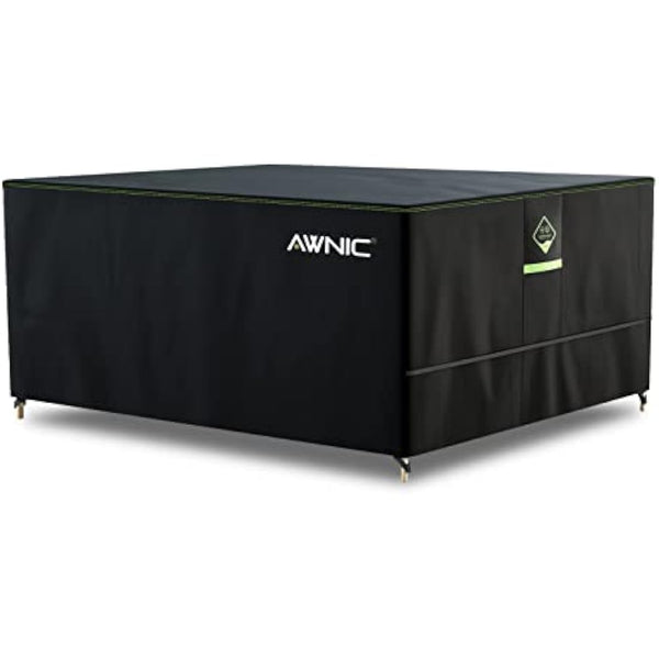 AWNIC Garden Furniture Covers Waterproof 125 * 125 * 71cm, Heavy Duty 420D Oxford Fabric Outdoor Patio Table Covers, Windproof Anti-UV Outdoor Chair and Table Covers with Air Vent, Cube Square Black