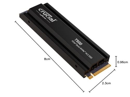 Crucial T500 2TB SSD PCIe Gen4 NVMe M.2 Internal Gaming PS5 SSD with Heatsink, Up to 7400MB/s, Compatible with PlayStation 5, TLC NAND, Desktop PC, Solid State Drive - CT2000T500SSD5
