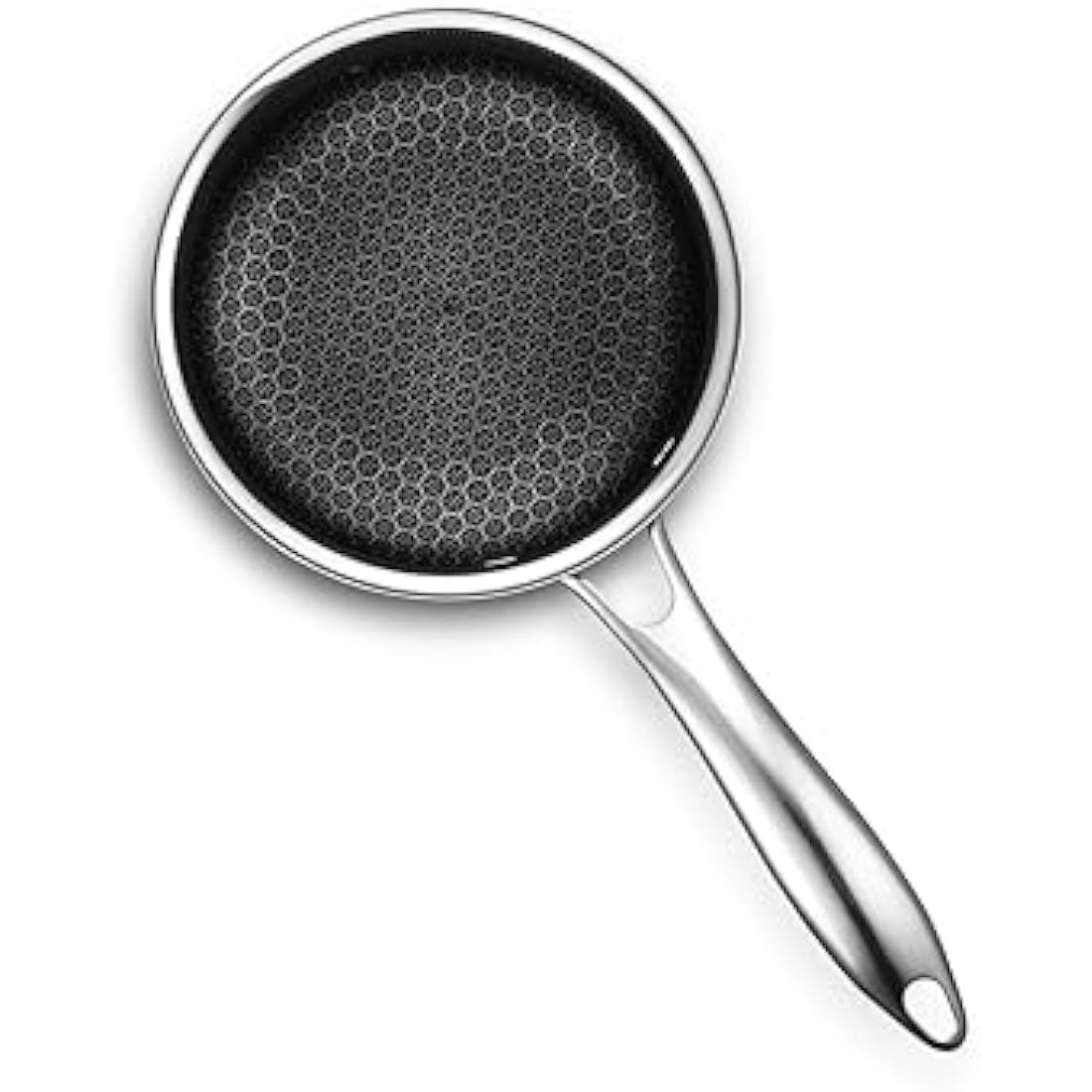 HexClad 1.14 Liter Hybrid Pot with Glass Lid - Non Stick Saucepan, Easy to Clean, Dishwasher & Oven Safe - Perfect for Making Sauces, Reheating Soups, Stocks, Cooking Grains, Silver (HEX1QSP)