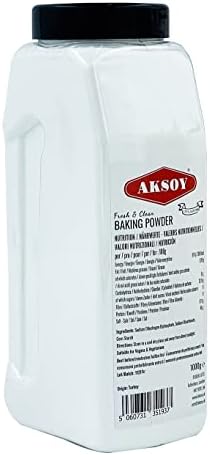 Aksoy Double Acting Baking Powder 1KG | All-Purpose Leavening Agent for Cooking and Baked Goods, Desserts, Breads, & Cake | Vegan | Airtight Bulk Container