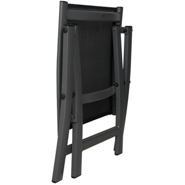 Grand patio Garden Folding Footstool, Ottoman Aluminium, Mesh Sling Farbic, Portable Stool for Garden, Outdoor (Black)