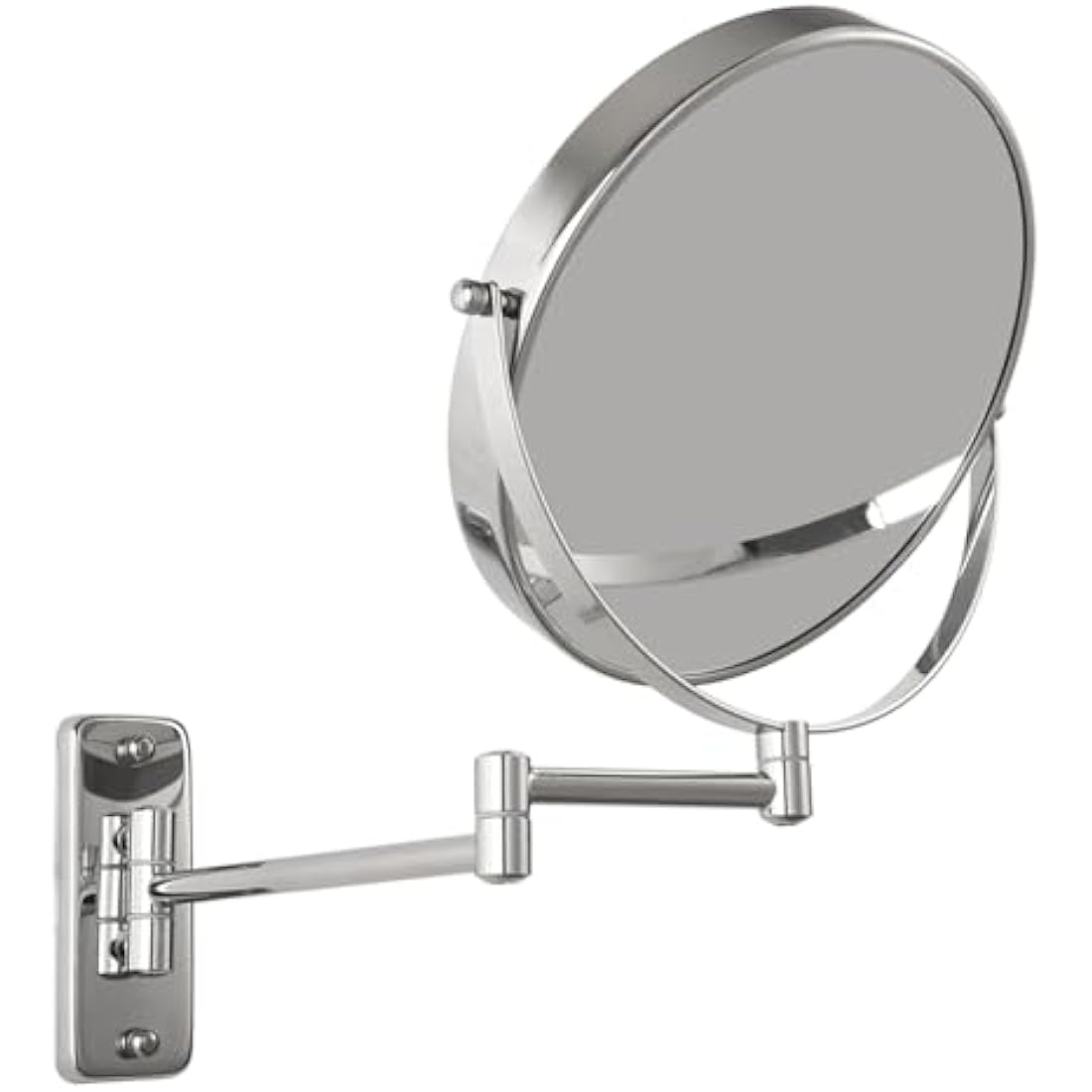 FFowcye 8" Wall Mounted Makeup Shaving Mirror - 1X/10X Double-Sided Magnifying Bathroom Vanity Mirror, 360° Swivel Extendable with Adjustable Arm, Chrome Finish for Makeup (No Light)