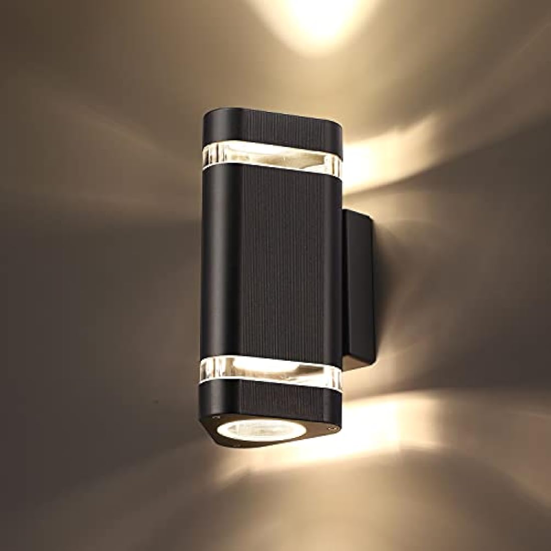 CELAVY Outside Wall Lights, Up and Down Outdoor Wall Lights Mains Powered, IP65 Waterproof Front Door Porch Light Lamp Modern GU10 Aluminium, Exterior LED Wall Lighting Sconce for House, Black