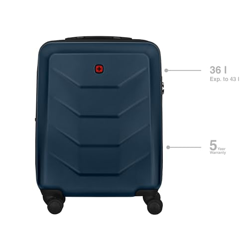 Wenger Prymo Medium hardside case with 4 Wheels, mid-Sized, 59 (67) L, Hardshell, Security Lock, for Men and Women, Travel or Vacation, Black, 612537