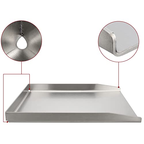 Grihero Universal Griddle Plate with Grill Spatula Scraper Accessory Set, 40x30cm Stainless Steel BBQ Plancha Grill Plate with Grease Drain for Weber,