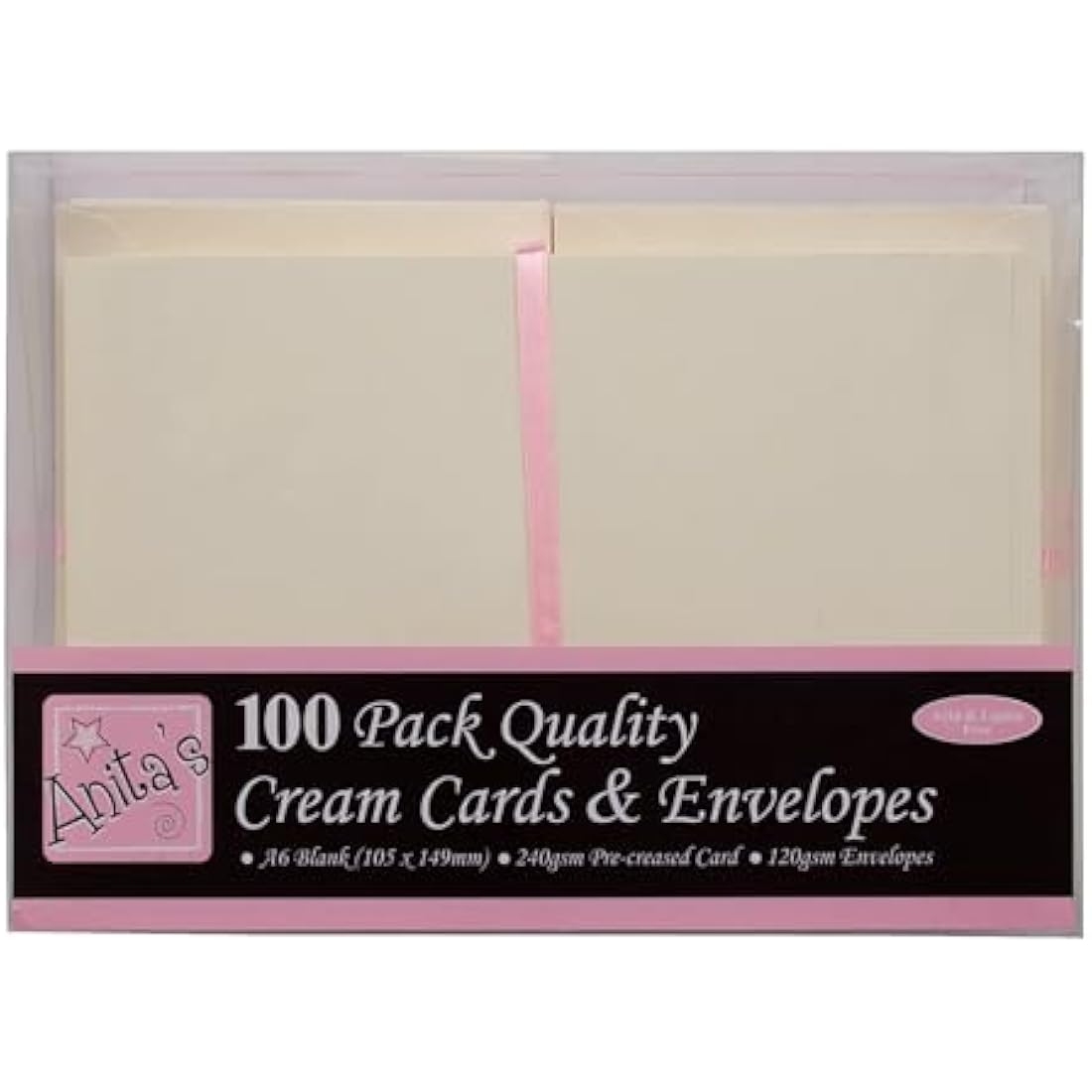 Anita's Plain, Blank Cards & Envelopes, A6, Cream, Pack of 100, for Home, Wedding, Birthday, Christmas, Thank You, Art & Craft, Scrapbooking Supplies, Baby Shower, Card Making