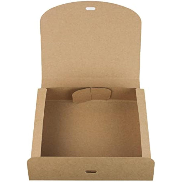 Emartbuy Pack of 12 Rectangle Shaped Presentation Gift Box, 24 cm x 19.5 cm x 7 cm, Easy Assembly, Brown Kraft Box with Bow Ribbon