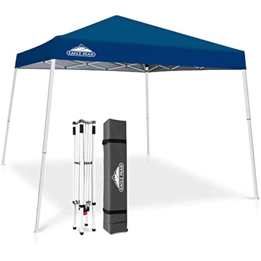 EAGLE PEAK 3m x 3m Slant Leg Pop-up Canopy Tent Instant Outdoor Canopy Easy Set-up Folding Shelter (Red)