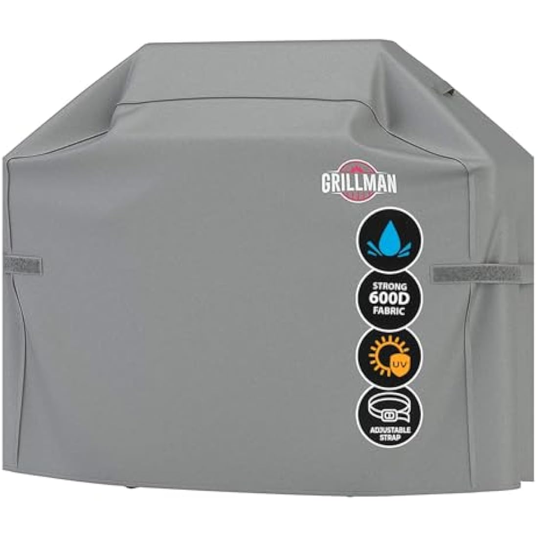 Grillman Heavy Duty BBQ Cover - 147 x 61 x 122 cm Waterproof Barbeque Cover - Rip-Proof, Wind-Resistant Outdoor Gas Grill Covers - BBQ Covers Compatible with Weber, Char Broil, Nexgrill - Grey