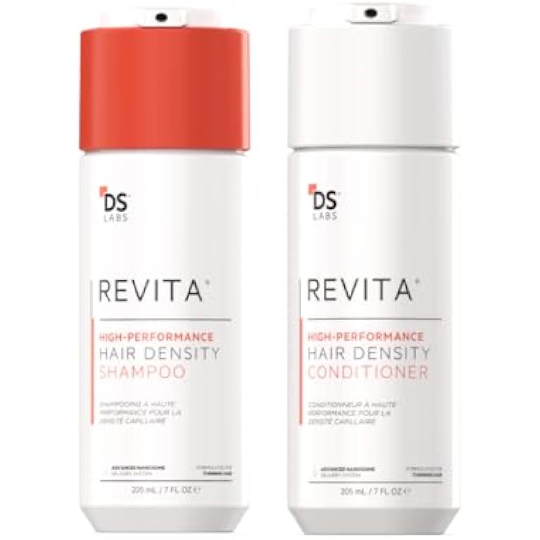 DS Labs Revita Shampoo and Conditioner – High-Performance Hair Density Shampoo & Conditioner, Volumizing & Thickening, Fuller, Healthier-Looking Hair, Sulfate & Silicone Free, For Men & Women, 205mL