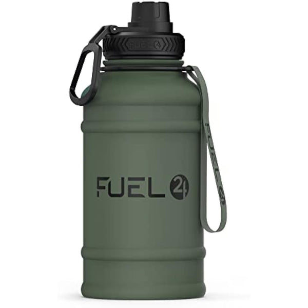 Fuel24 1.3L/2.2L Water Bottle Metal - STRONG, Drop & Leakproof BPA free 2L 1L Stainless Steel Water Bottle (1 Litre) - Large Gym Bottles for Men, Sports Water Bottle, Travel, Hiking Water Bottle
