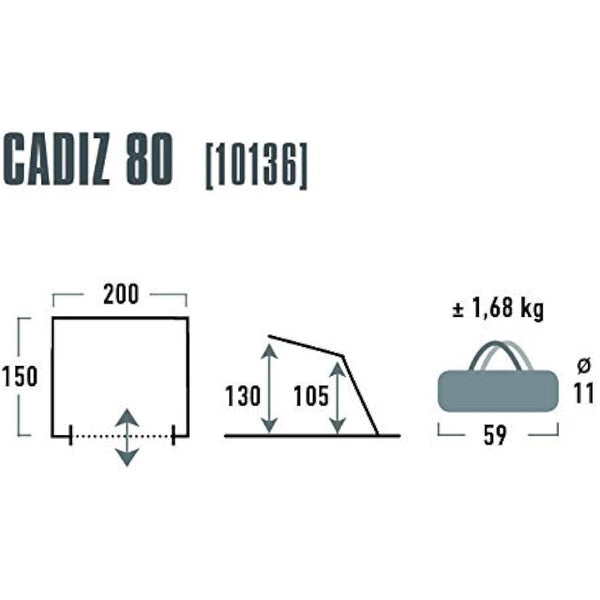 High Peak Cadiz 80 Unisex Adult Beach Shelter, Aluminium-Dark Grey