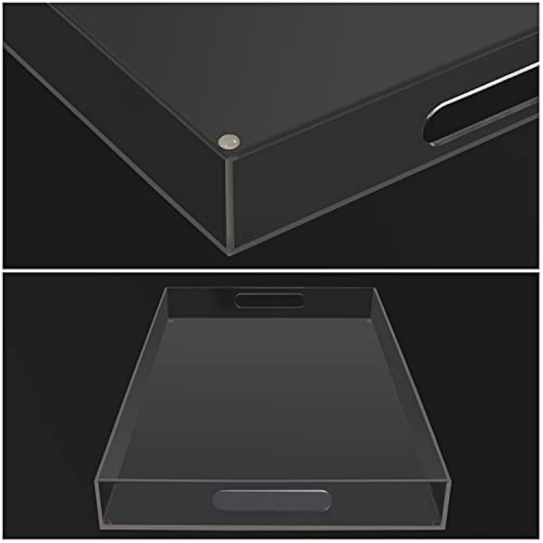 Kurtzy Clear Acrylic Plastic Serving Tray with Handles - L50 x W30cm / 19.69 x 11.81 Inches - Extra Large, Rectangular & Spill Proof - Decorative Breakfast, Tea/Coffee, Food, Drinks & Table Organiser