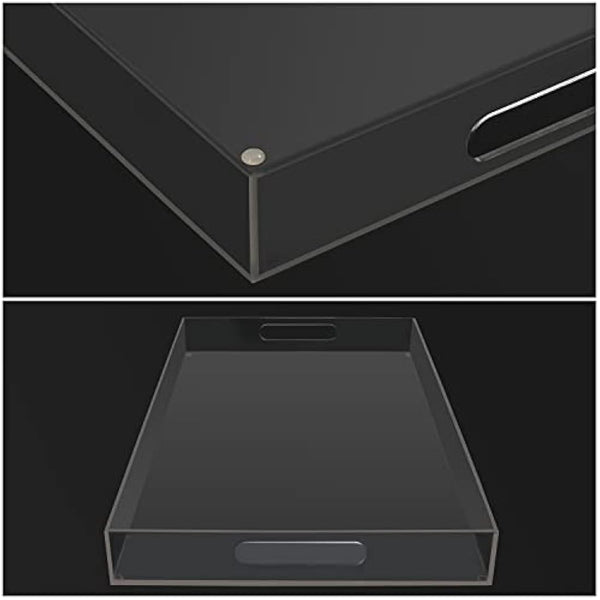 Kurtzy Clear Acrylic Plastic Serving Tray with Handles - L50 x W30cm / 19.69 x 11.81 Inches - Extra Large, Rectangular & Spill Proof - Decorative Breakfast, Tea/Coffee, Food, Drinks & Table Organiser