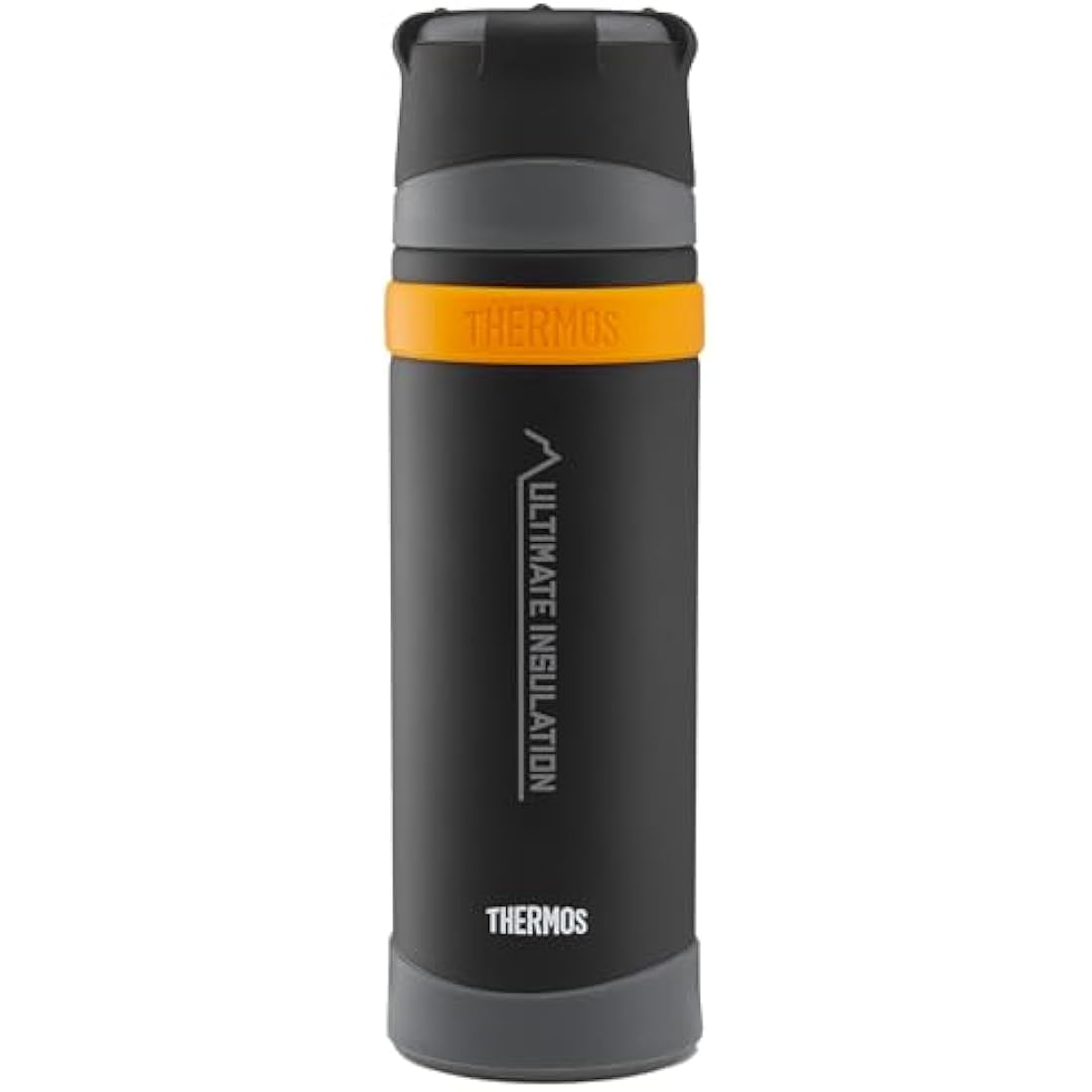 Thermos - Matt Black Ultimate Flask (500ml), Reusable Insulated Stainless Steel Thermal Coffee Cup for Hot or Cold Drinks, Vacuum Sealed Water Flask with a Leak-Proof Lid, 24hr Hot/24hr Cold