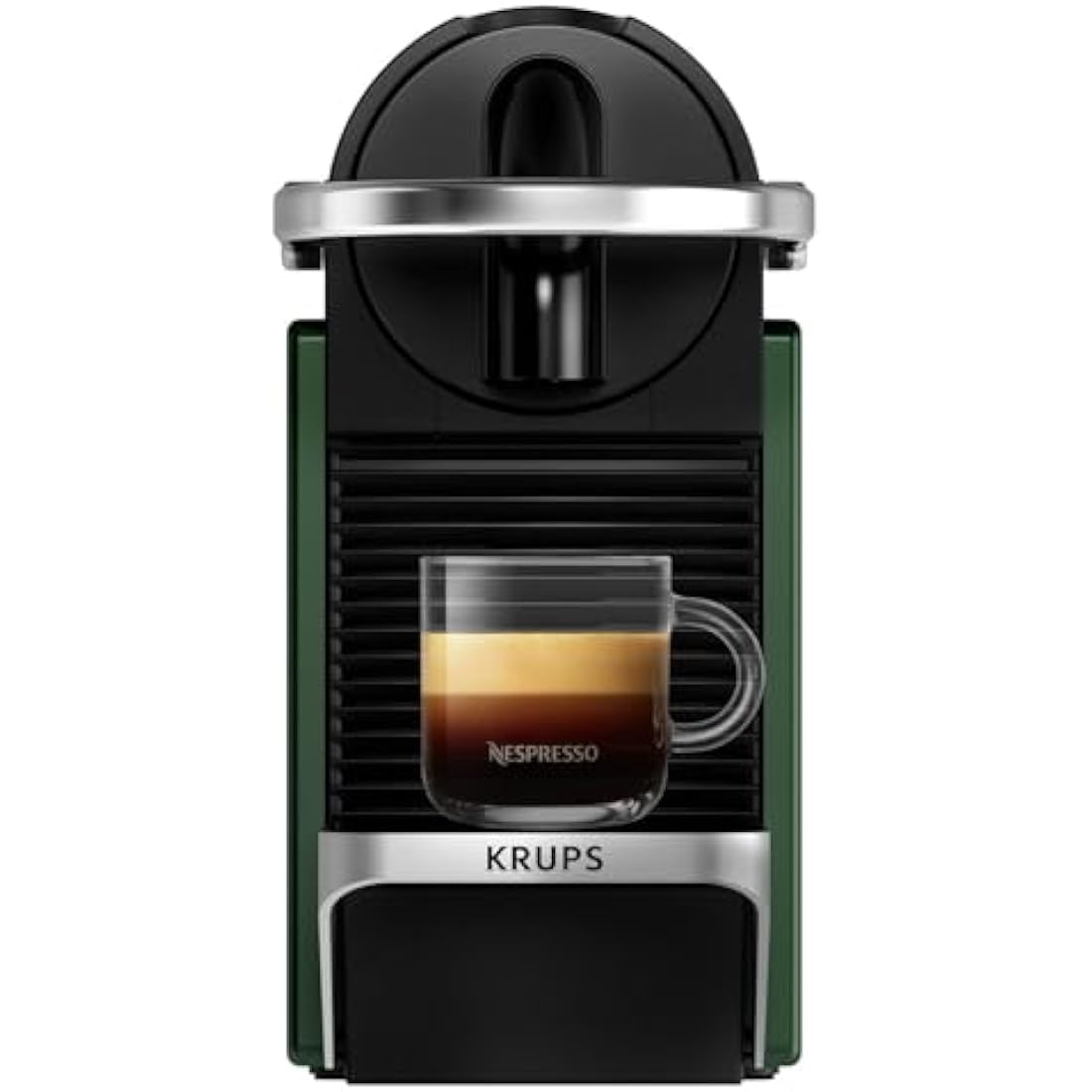 Nespresso Pixie Coffee Pod Machine by Krups, Compact Espresso Maker for Original Pods, 19-Bar High Pressure, Fast Heat-Up, Energy Saving, Auto Shut-Off, Recyclable Pods in Dark Green XN3063G0