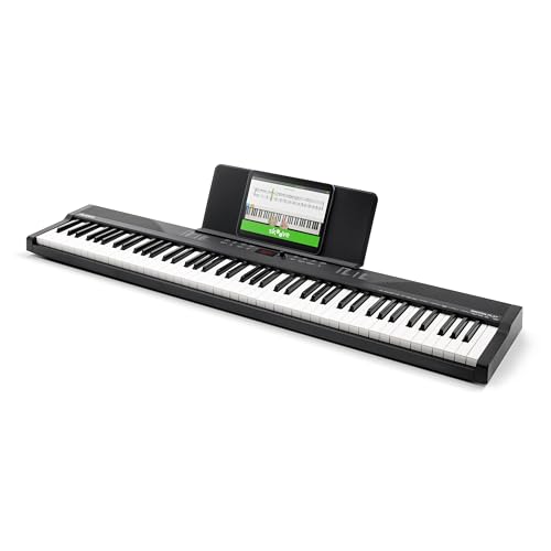Alesis 88 Key Keyboard Piano with 480 Sounds, Speakers, USB MIDI, Sheet Music Tablet Rest, Power Adapter and Piano Lessons for Beginners