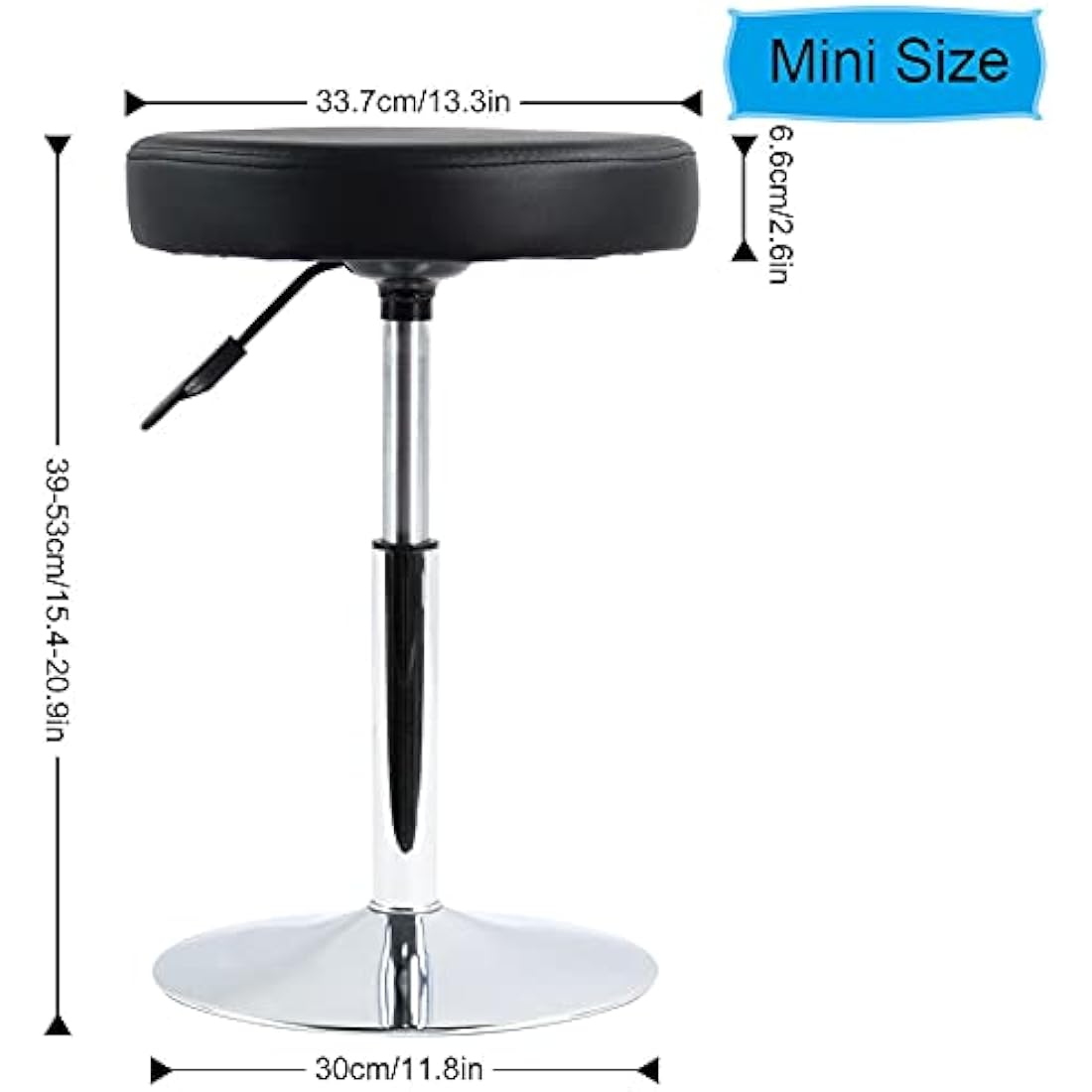 FURWOO PU Leather Round Barber Shop Stool Height Adjustable Swivel Workshop Barber Shop Home Kitchen Short Bar Stools without Backrest Stool Small(Black)