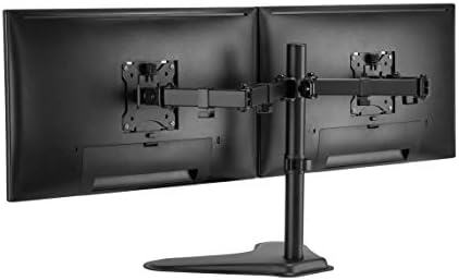 Amer Dual Monitor Stand Free-Standing Dual Monitor Arm for monitor mount 2 Screens up to 32 inches Heavy-Duty Fully Adjustable Arms Double Monitor Stand with Max VESA 100x100mm - Black