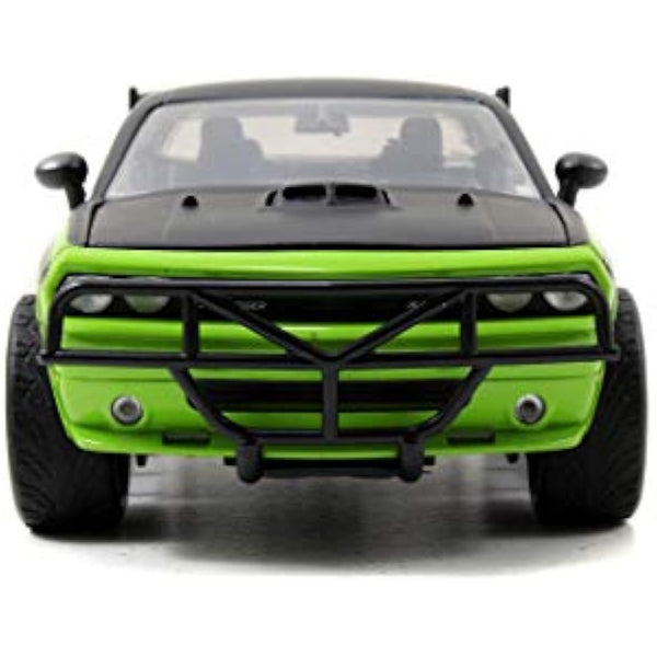 Jada Toys 253203043 Fast & Furious Letty's Dodge Challenger SRT8 Off Road Car Tuning Model 1:24 Scale with Spoiler, Opening Dodge, Bonnet and Trunk, wheel, Green