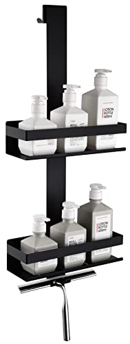 HomeHeng Shower Caddy Hanging, 2-Store Shower Basket Double Shower Shelf for Hanging the Shower Screen, Bathroom Shelf with Hooks, SUS304 Stainless