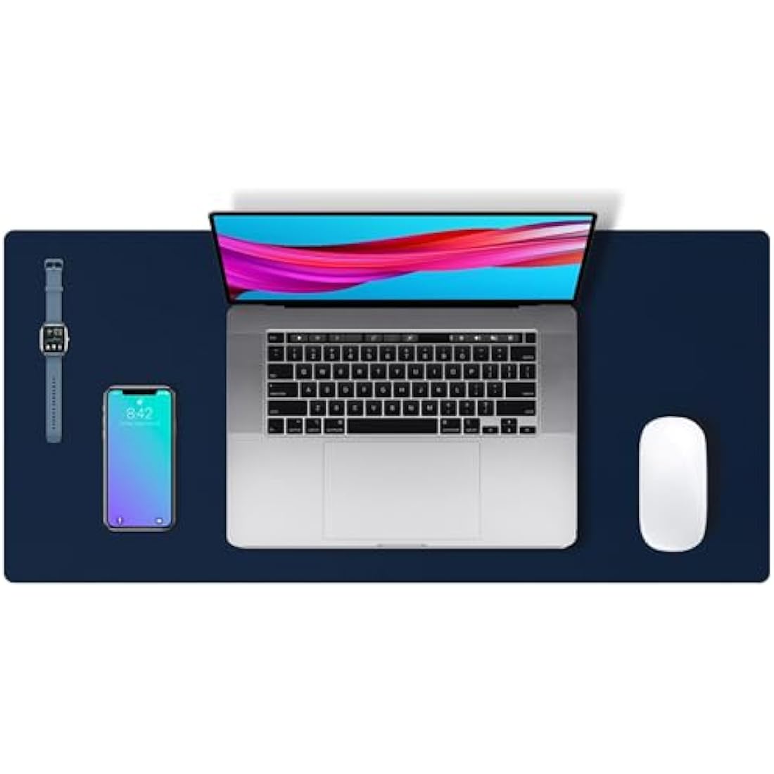 Aothia Leather Desk Pad Protector,Mouse Pad,Office Desk Mat,Non-Slip PU Leather Desk Blotter,Laptop Desk Pad,Waterproof Desk Writing Pad for Office and Home (60cm x 35cm, Dark Blue)