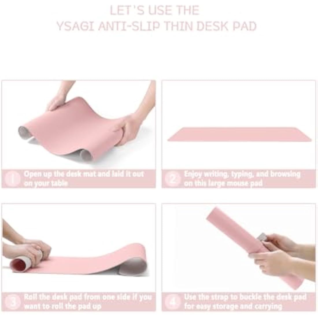 Non-Slip Desk Pad, Waterproof PVC Leather Desk Table Protector, Ultra Thin Large Mouse Pad, Easy Clean Laptop Desk Writing Mat for Office Work/Home/Decor (Pink, 60 x 35 cm)
