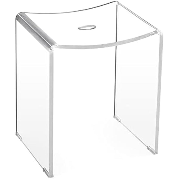 Navaris Clear Acrylic Shower Stool - Waterproof Transparent Chair for Bathroom Kitchen Bedroom - Backless See-Through Modern Seat for Wet or Dry Use