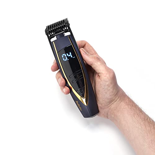 BaByliss Super Stubble XTP Beard Trimmer - Cordless & Waterproof Stubble/Beard Trimmer, 24 Length Settings (0.4-5mm), Gifts for Men, Blue & Rose Gold, 7898DU