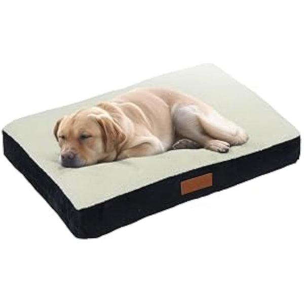 Ellie-Bo Large Dog Bed for 36-inch Dog Cage/Crate - Black Faux Suede/Sheepskin