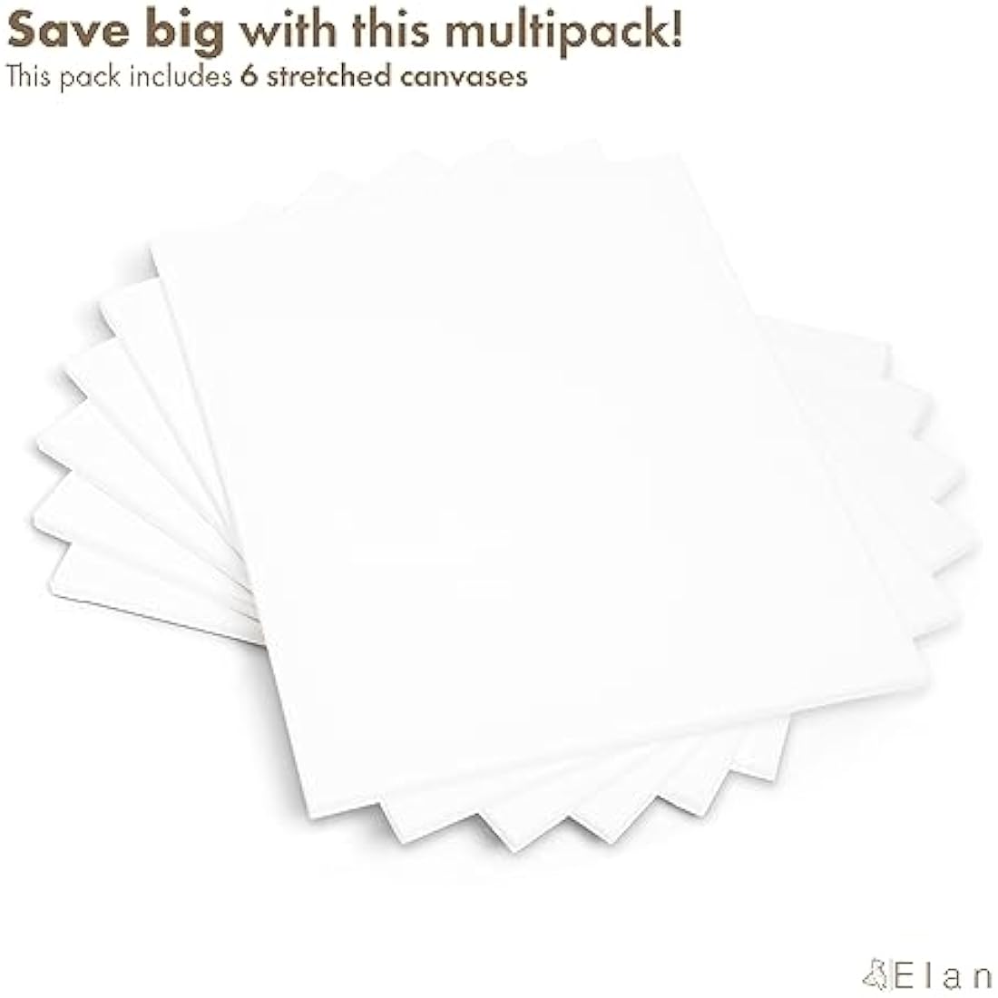 Elan Stretched Canvases 40x50 CM, 6-Pack Art Canvases for Painting 280 GSM, Triple Primed Stretched Canvas for Painting, Blank Canvas 40x50 CM