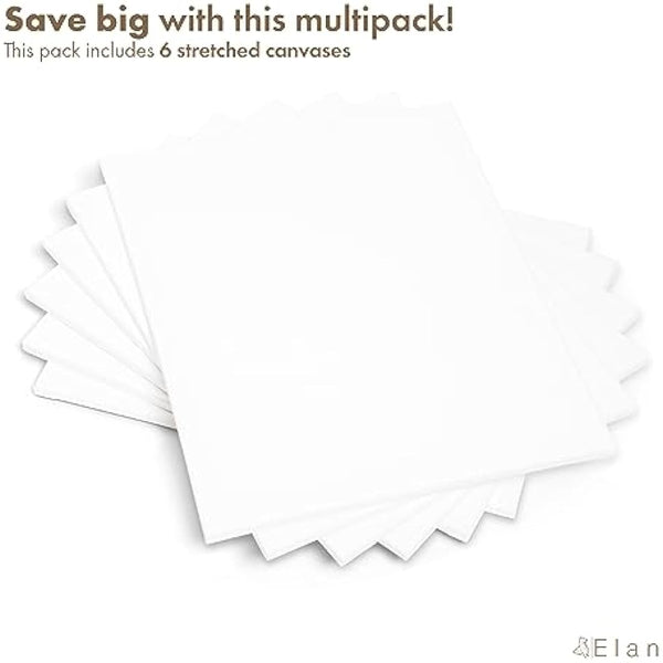 Elan Stretched Canvases 40x50 CM, 6-Pack Art Canvases for Painting 280 GSM, Triple Primed Stretched Canvas for Painting, Blank Canvas 40x50 CM