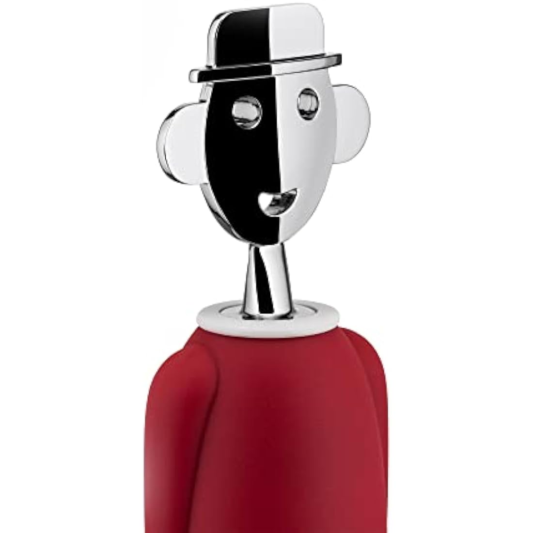 Alessi AAM23 R Design Corkscrew, Chrome Zamak and Thermoplastic Resin, Red
