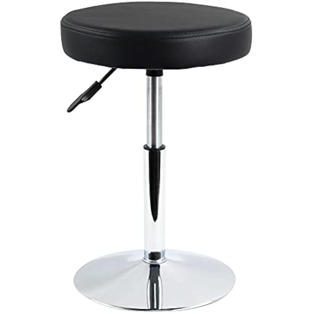 FURWOO PU Leather Round Barber Shop Stool Height Adjustable Swivel Workshop Barber Shop Home Kitchen Short Bar Stools without Backrest Stool Small(Black)
