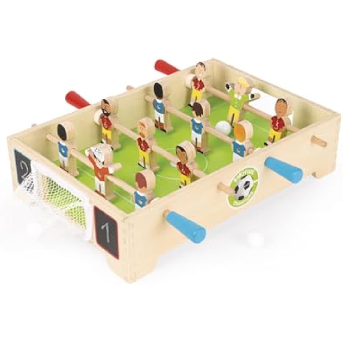 Janod - Champions Mini Wooden Table Football - For children from the Age of 3, J02070, Multicolored