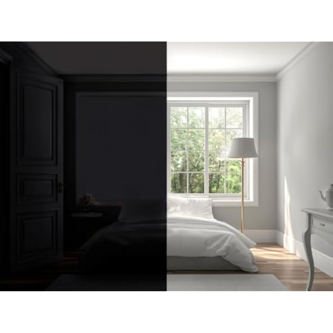 Easynight Blackout Blind, 100% Light Blocking Fabric, XXL, Fit Any Size/Shape Up To 300x145cm, Made to Measure Service Available, No Drill, Easy Use Temporary Permanent Anywhere