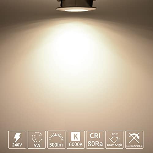 Allesgute 6X 5W Recessed Ceiling Lights IP44 Waterproof Bathroom Downlights 240V Ultra Slim Brushed Chrome LED Spot Light Cool White 6000K