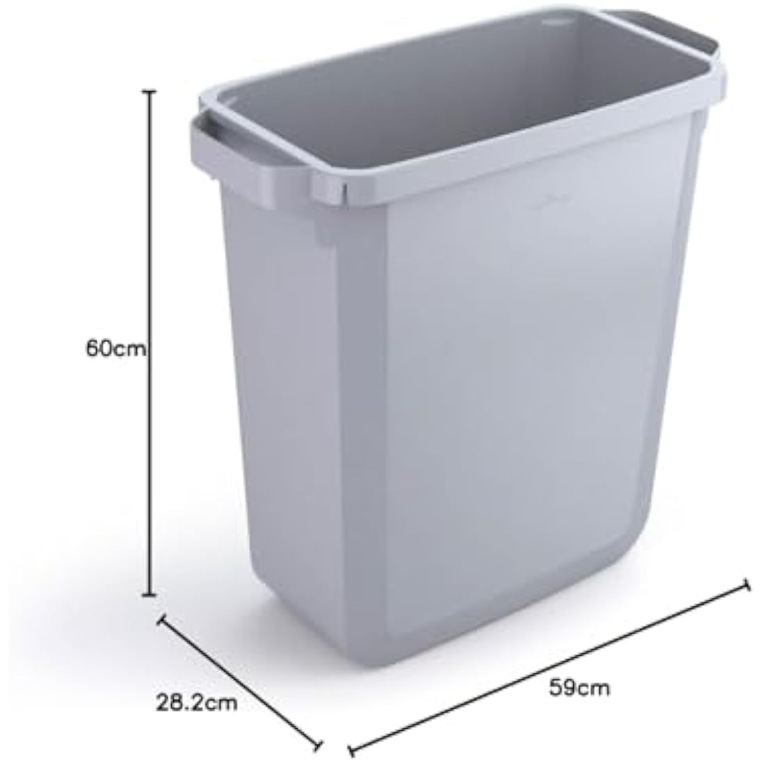 Durable DURABIN 60 Rectangular Waste Bin Grey | 60 Litre Capacity | Food and Freezer Safe | Perfect for Waste Collection or Recycling