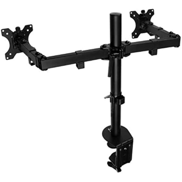 Ewent EW1512 Dual Monitor Stand, Dual Monitor Arm, Ergonomic Dual Monitor Stands for Desks, 13-27 inch TV/Monitor Support Bracket, Adjustable Height, Tilt and Swivel, with Clamp,VESA 75X75 and 100X100