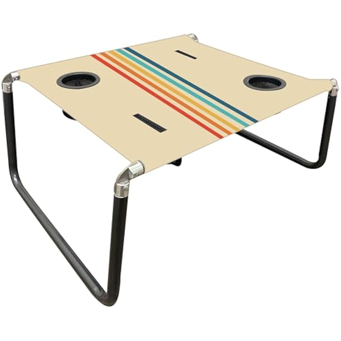 Neso Portable Beach Table with Cup Holders, Cell Phone Pockets, Lightweight for Picnics and Parks (Rainbow)