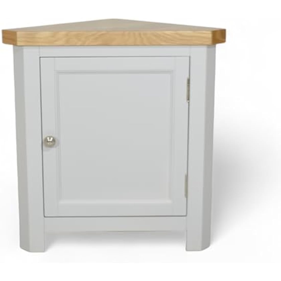 GROFurniture Painted Corner Cabinet, Painted Small Storage Cuboard, Triangle Unit Oak Top Cabinet for Livingroom, Bathroom & Hallway, Fully Assembled, Solid Built Small Corner Unit (Grey)