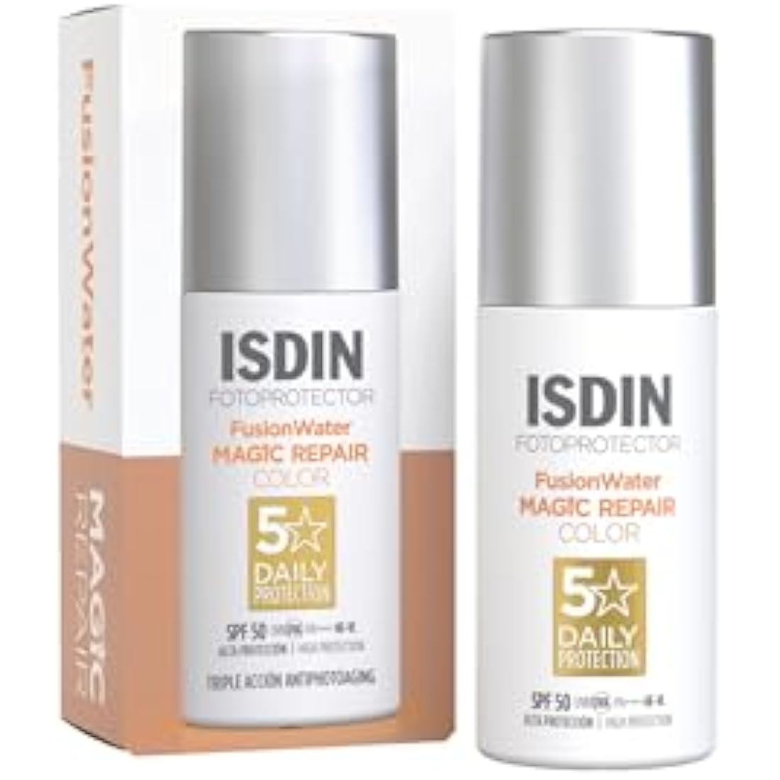 ISDIN FotoUltra Age Repair Color Fusion Water SPF 50 - Tinted facial sunscreen | Triple anti-aging action | Natural coverage, 50 ml