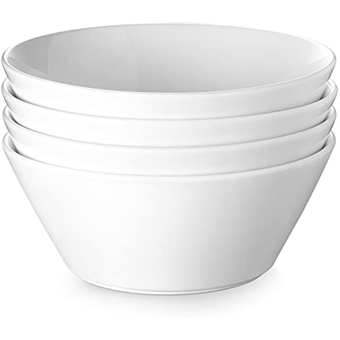 DOWAN Ceramic Soup Bowls, 1730ml Large Salad Bowl Set of 4, Φ 21.8cm White Serving Bowls, Large Snack Bowls Bouillon Cups for Kitchen, Dishwasher & Microwave Safe