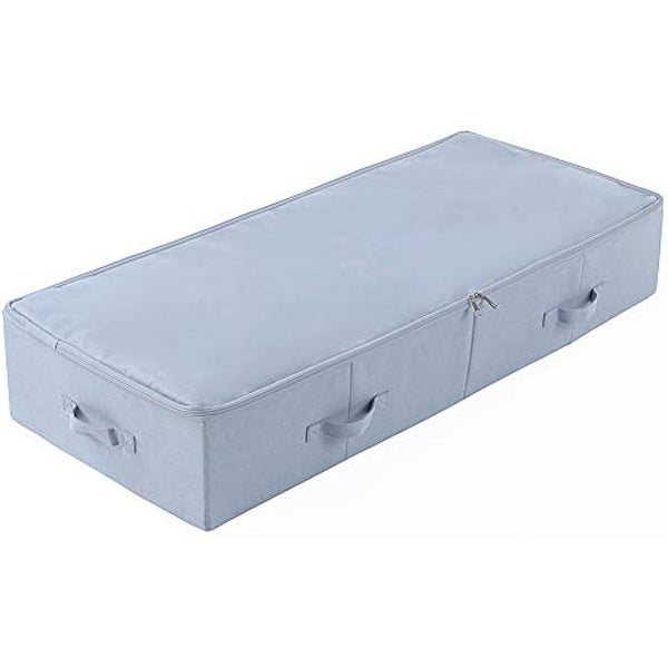 Amonsen 100X43X18cm, Jumbo Size Underbed Storage Bins with 3-side Zip & Handles, Washable & Collapsible Design Box for Clothes, Bedding, Wedding Dress Storage Box, Light Gray