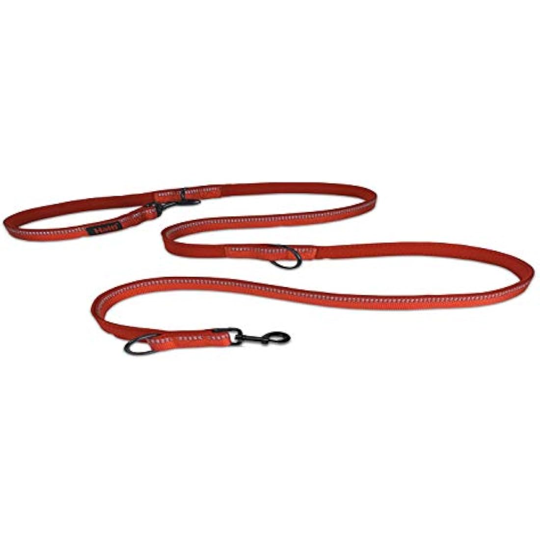 HALTI Double-Ended Lead For Dogs, Size Small, Red, 2m, Best Premium Puppy & Dog Leash, Neoprene-Padded, Easy to Use, Reflective, Adjustable Lengths, Ideal Dog Lead for Hands Free Running & Training