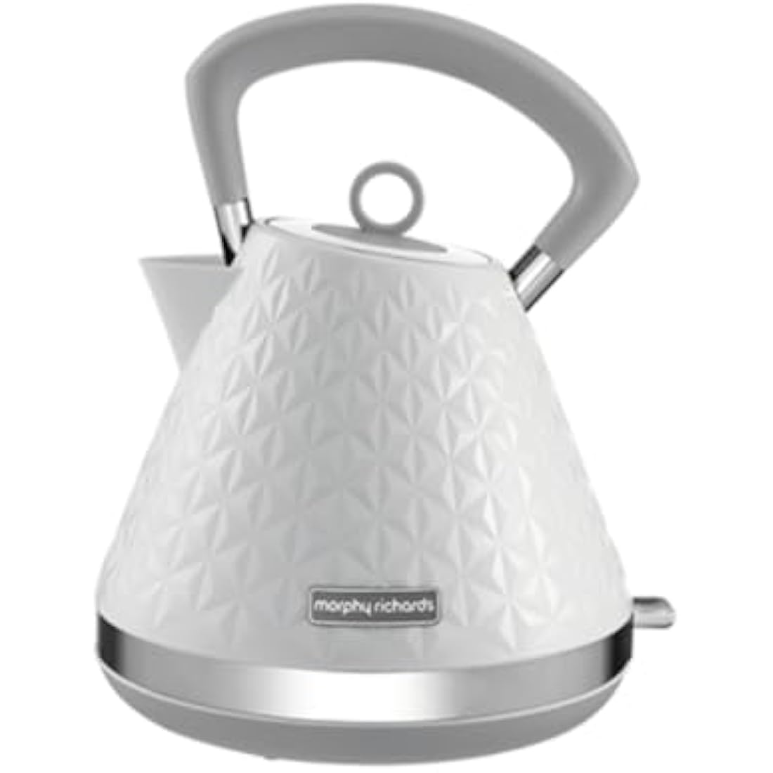 Morphy Richards Vector Pyramid Kettle, 1.5L, 3kW Rapid Boil, Anti Limescale Filter, Boil Dry Protection, Water Window, Pull Ring Removeable Lid, 360 Cordless Base, White,108134