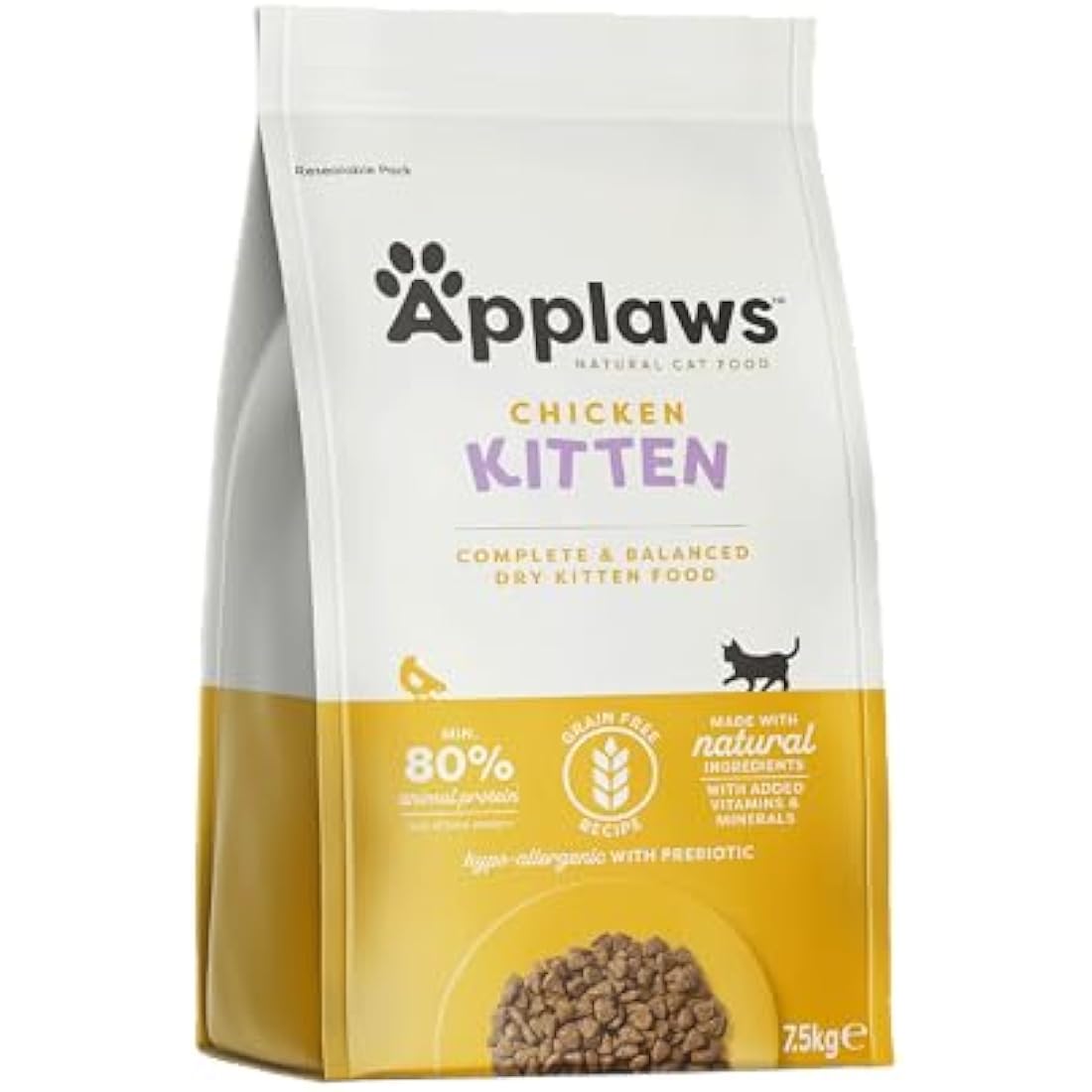 Applaws Complete Natural and Grain Free Dry Kitten Food, Chicken, 7.5 kg Cat Food (Pack of 1)